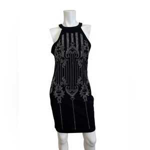 Black jewel Halter cocktail Dress